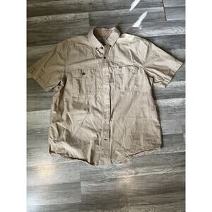Carhartt Shirt Mens XL Brown Short Sleeve Button Up /D18